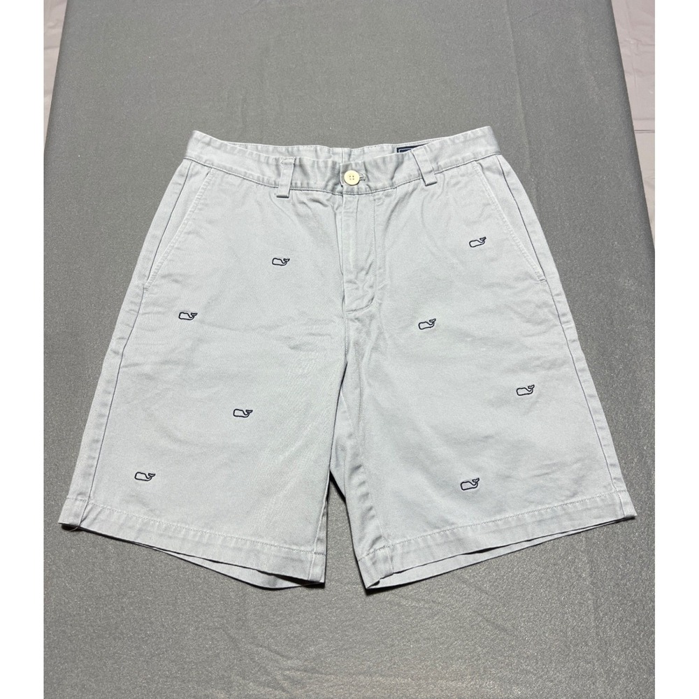 Vineyard Vines Mens 30 Breaker Shorts Light Blue Embroidered Whale Cotton Twill